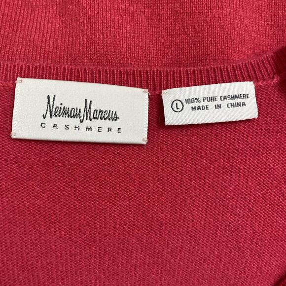 Neiman Marcus Cashmere Tank Top Blouse Knit Striped Hem Pink V neck Slee… - Picture 5 of 5